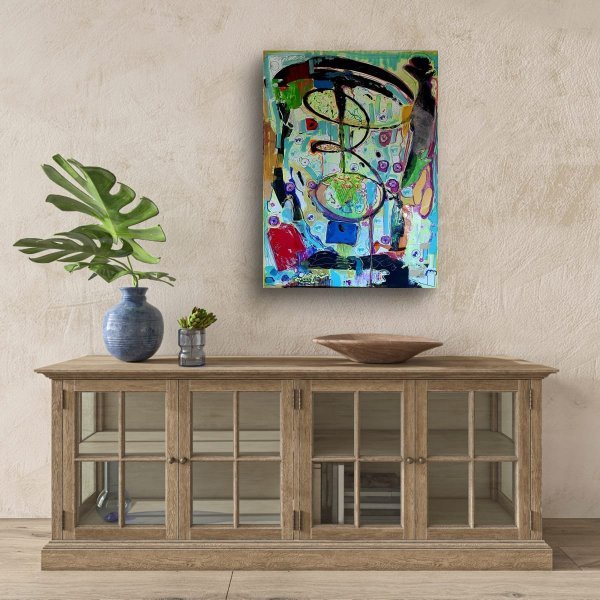 Additional view 6: Contemporary Art Flower Painting A Universe of Colors and Secrets by painter A.fe ink canvas 