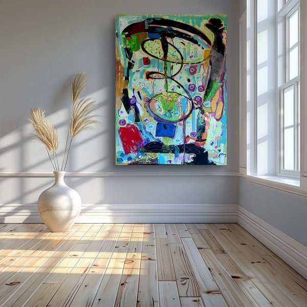 Additional view 9: Contemporary Art Flower Painting A Universe of Colors and Secrets by painter A.fe ink canvas 