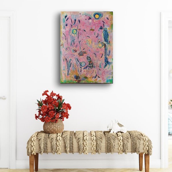 Additional view 4: Abstract Flower Painting Fragments of the Lost Garden by painter A.fe mixed method canvas 