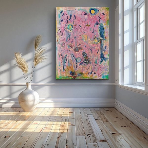 Additional view 6: Abstract Flower Painting Fragments of the Lost Garden by painter A.fe mixed method canvas 