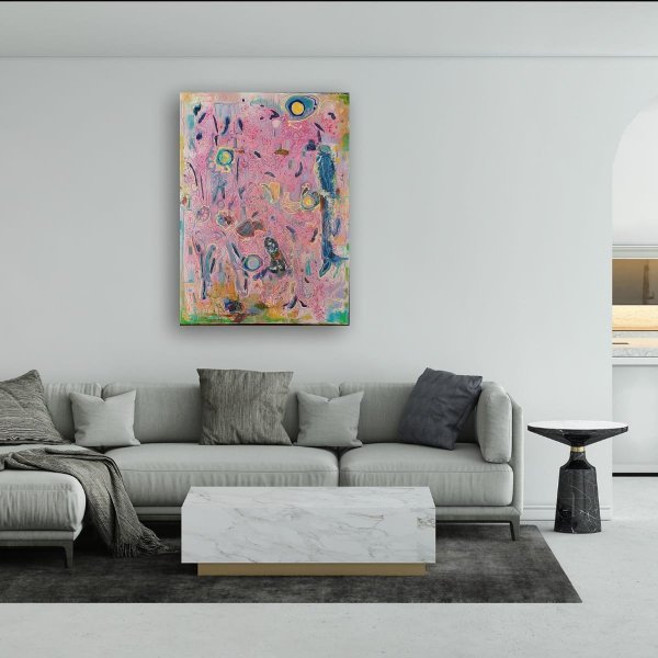 Additional view 8: Abstract Flower Painting Fragments of the Lost Garden by painter A.fe mixed method canvas 