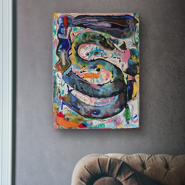 Additional view 4: Contemporary Art Flower Painting Silence in Motion: Contemporary Expression by painter A.fe mixed method canvas 