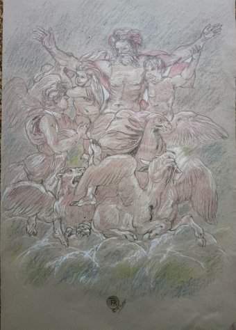 Gráfico "La visión de Ezequiel: El profeta y lo sagrado", ilustrador roberto ferrando lápiz papel en Jose Art Gallery