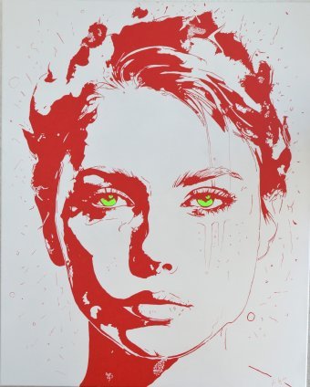 Pintura "Lady in red", pintor Goswin Houy acrílico lienzo en Jose Art Gallery