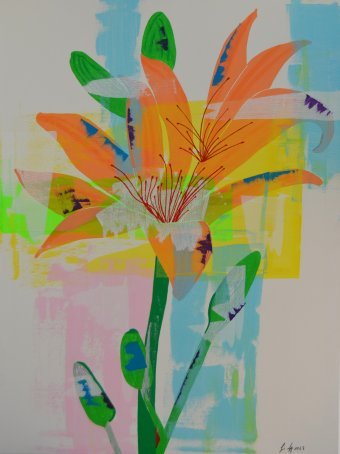 Pintura "Lirio", pintor Goswin Houy acrílico lienzo en Jose Art Gallery