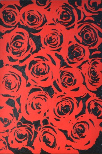Painting "Wall of roses" by painter Goswin Houy oil canvas at Jose Art Gallery
