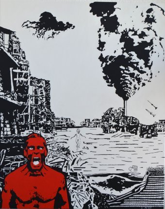 Painting "Black cloud" by painter Goswin Houy acrylic canvas at Jose Art Gallery