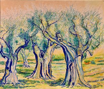 Painting "A Cathedral of Peace" by painter Angelo Ferro oil cardboard at Jose Art Gallery