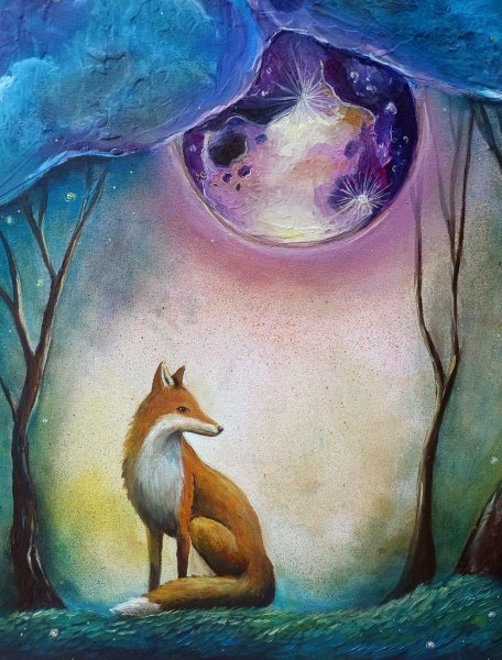 Additional view 2: Surrealism Animal Painting Night Echoes by painter Evgenia Smirnova oil canvas 