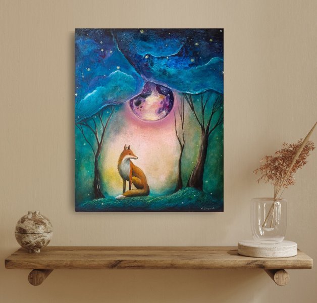 Additional view 4: Surrealism Animal Painting Night Echoes by painter Evgenia Smirnova oil canvas 