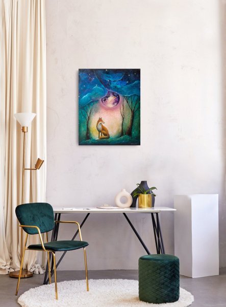 Additional view 6: Surrealism Animal Painting Night Echoes by painter Evgenia Smirnova oil canvas 