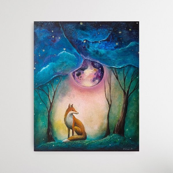 Additional view 7: Surrealism Animal Painting Night Echoes by painter Evgenia Smirnova oil canvas 