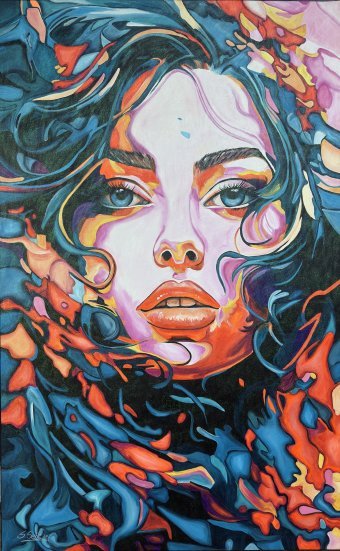 Pintura "Hydra Evolution III", pintor Sabrina Seck acrilo tela de pintura na Jose Art Gallery