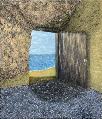 Painting "Door to Paradise. Textured Seascape" by painter Yuliya Suhonosova mixed method canvas at Jose Art Gallery
