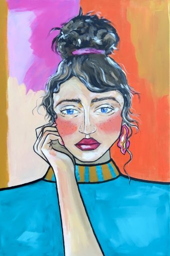 Painting "Portrait" by painter Agnes acrylic canvas at Jose Art Gallery