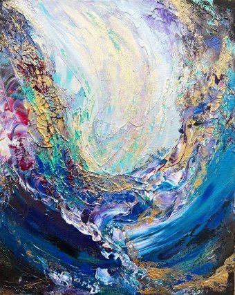 Drawing "Touch" by illustrator Asiya Ray acrylic canvas at Jose Art Gallery