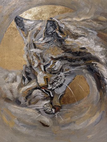 Pintura "Imagen con el signo zodiacal del tigre", pintor Violeta Vodyana óleo madera en Jose Art Gallery