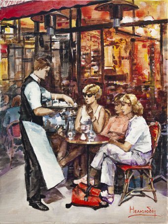 Sunny Summer at Paris Café Terrace Painting by Oleksandr Neliubin