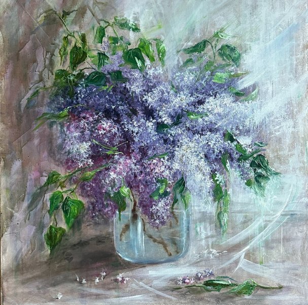 Additional view 3: Impressionism Flower Painting Lilac by painter Elena Khokhryakova oil canvas 