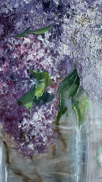 Additional view 4: Impressionism Flower Painting Lilac by painter Elena Khokhryakova oil canvas 