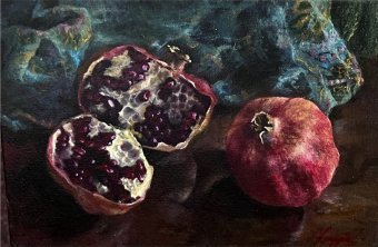 Painting "Pomegranates" by painter Elena Khokhryakova oil canvas at Jose Art Gallery