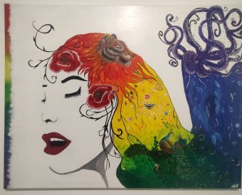 Peinture "Vierge", peintre Maryna Posokhova acrylique toile à la Jose Art Gallery