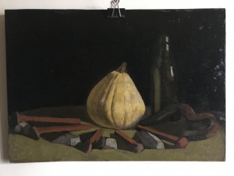 Peinture "Douze choses.", peintre Taras Leskiv huile carton à la Jose Art Gallery