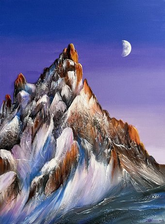 Painting "Majestic View of the Dolomites Alpine Mountains" by painter Anna Shkolik acrylic canvas at Jose Art Gallery