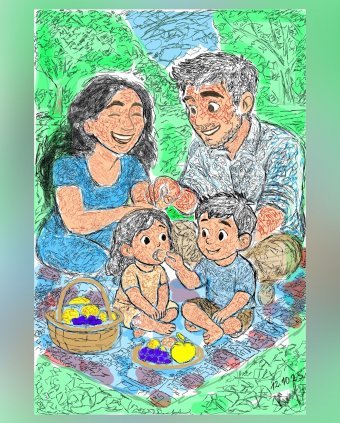 Sztuka cyfrowa "Ciepła, rodzinna sztuka", artysta cyfrowy Nastya Koziryacka w Jose Art Gallery