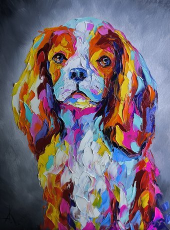 Painting "Cavalier King Charles Spaniel" by painter Anastasia Kozorez oil wood at Jose Art Gallery