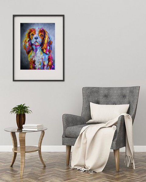 Additional view 2: Contemporary Art Animal Painting Cavalier King Charles Spaniel by painter Anastasia Kozorez oil wood 