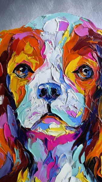 Additional view 4: Contemporary Art Animal Painting Cavalier King Charles Spaniel by painter Anastasia Kozorez oil wood 