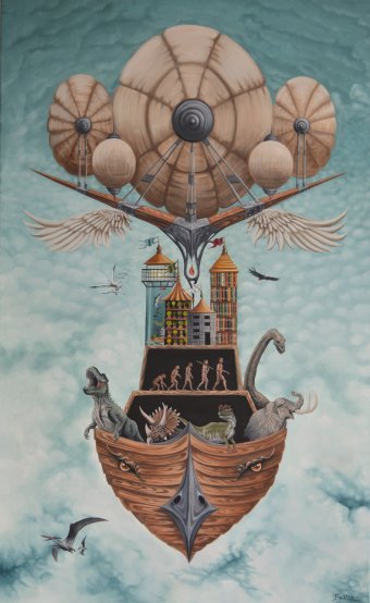 Painting "EARTHSHIP VOL 2" by painter Beklan Kizilcay oil canvas at Jose Art Gallery