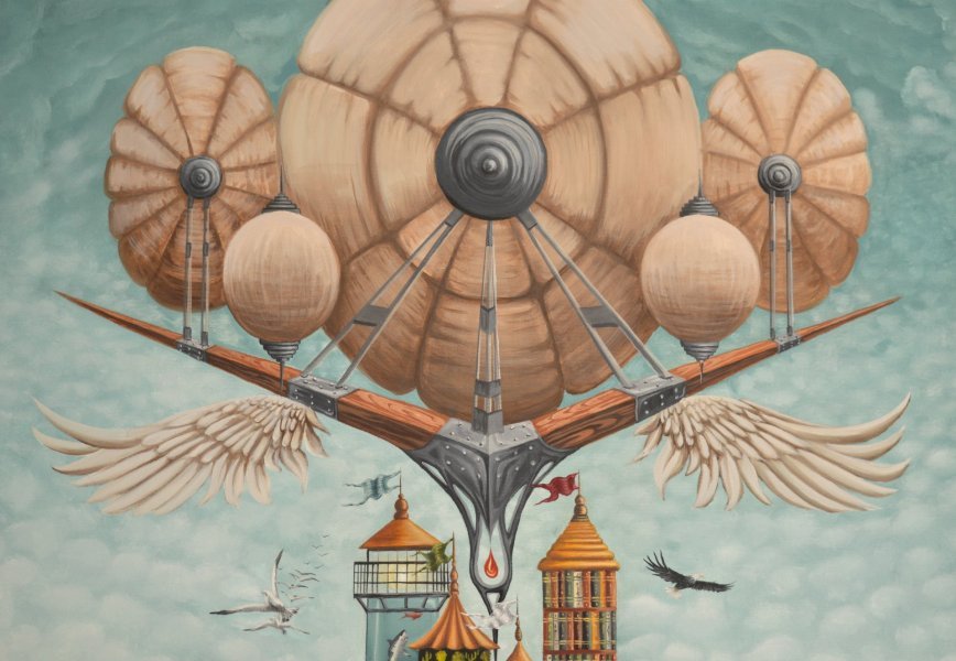 Additional view 5: Surrealism Genre Painting EARTHSHIP VOL 2 by painter Beklan Kizilcay oil canvas 