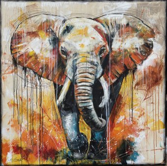 Painting "Little Kibo" by painter Sabrina Seck acrylic canvas at Jose Art Gallery