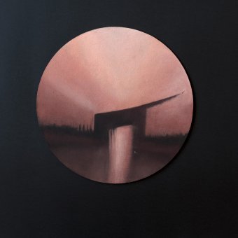 Graphique "Rose Horizon : Abstraction circulaire contemporaine", illustrateur Ela Szczepaniak pastel toile à la Jose Art Gallery