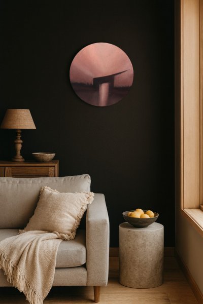 Rose Horizon: Contemporary Circular Abstraction Painting by Ela Szczepaniak