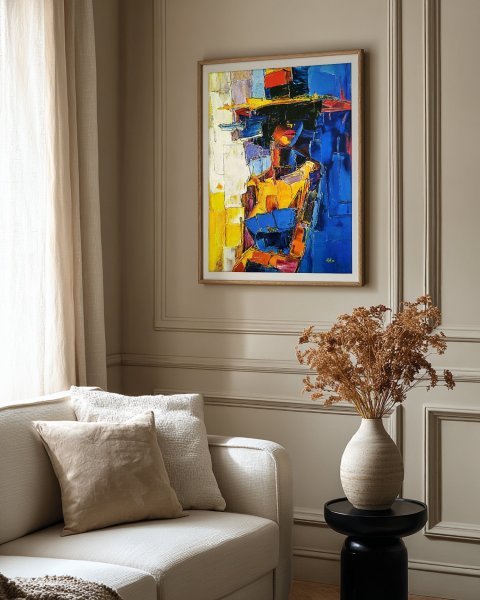 Additional view 1: Expressionism Portrait Painting Secret Presence by painter Alexander Aksyonov acrylic canvas 