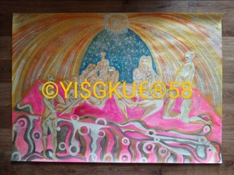 Peinture "58.SOLEIL MULTILAVASING DES DIEUX", peintre Yaroslav Stratyy technique mixte papier à la Jose Art Gallery