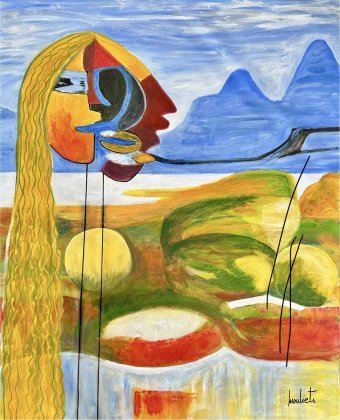 Painting "The City of Wine in Bordeaux" by painter Mariam Mouliets acrylic canvas at Jose Art Gallery