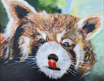Painting "Playful Gaze" by painter Ovwede Efe Art acrylic cardboard at Jose Art Gallery