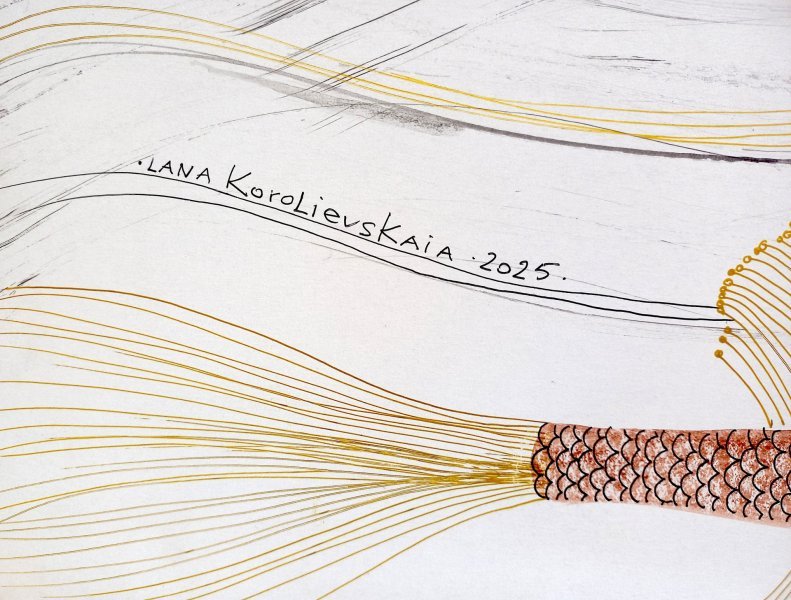 Keeper of Currents Drawing - Lana Korolievskaia