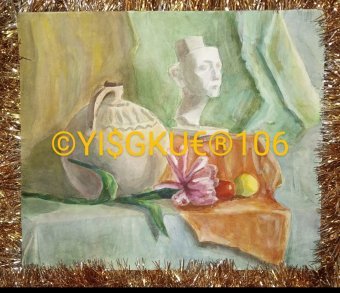 Painting "106 NATURMORTE WITH NEFERTITE" by painter Yaroslav Stratyy watercolor paper at Jose Art Gallery