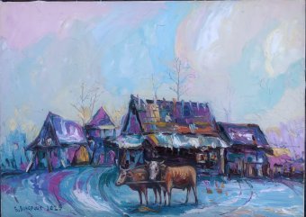 Evening in a Carpathian villag