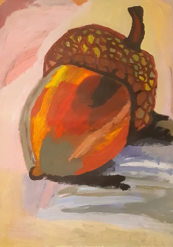 Malarstwo "Chestnut Glow. Abstract Still Life", malarz Alexandra Irimia akryl papier w Jose Art Gallery