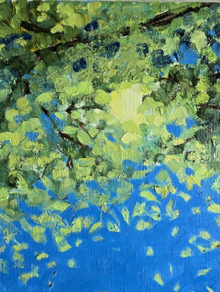 Additional view 1: Conceptual Cityscapes Painting Embrace of the Sun by painter Gulshaba Abbasova oil canvas 