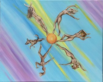 Painting "Freedom and Sun in Beach Volleyball" by painter Olena Stadnikova acrylic canvas at Jose Art Gallery