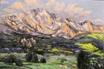 Painting "Golden Peaks" by painter Gulshaba Abbasova oil canvas at Jose Art Gallery