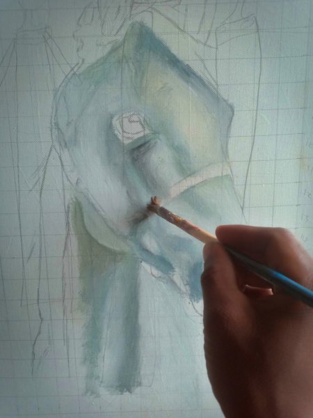 Additional view 2: Fine Art Animal Painting Majestic White Horse Portrait by painter Isaac Opoku Badu acrylic canvas 