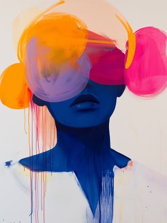 Painting "Blinded by Chaos Expressive Portrait" by painter Tatiana Taner ink canvas at Jose Art Gallery